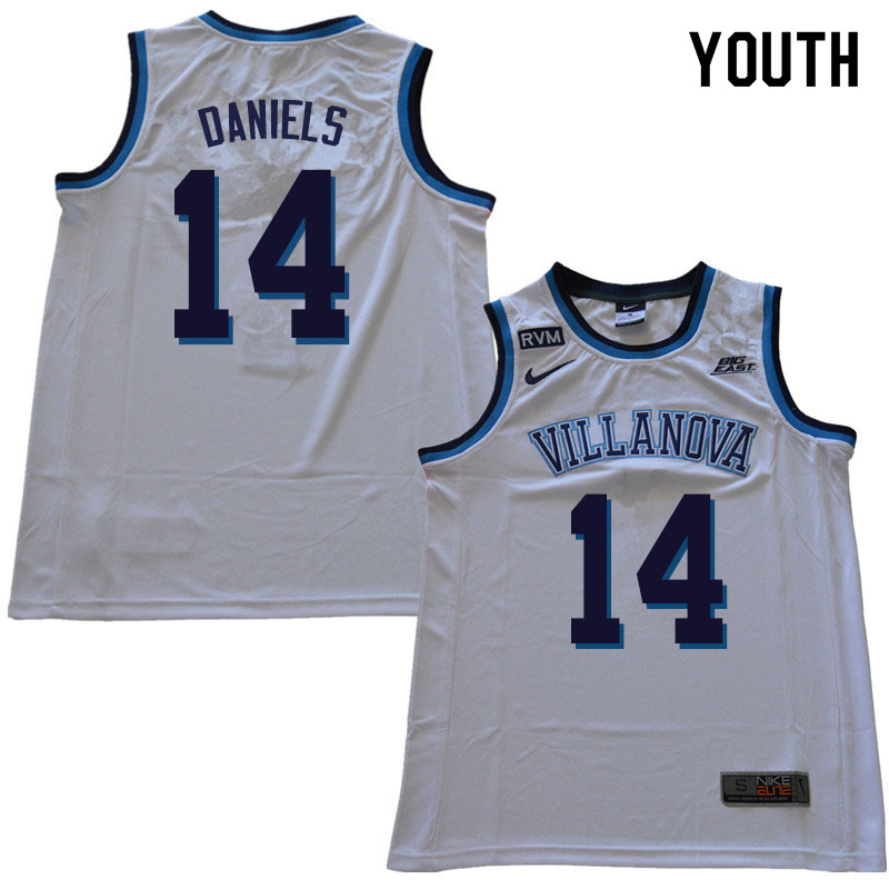 2019 Youth #14 Caleb Daniels Villanova Wildcats College Basketball Jerseys Sale-White - Click Image to Close